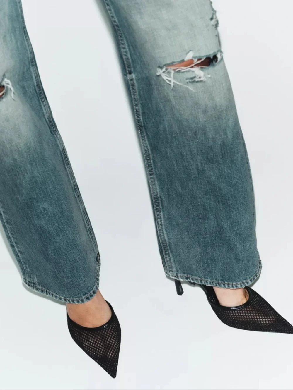 Zara Black Pointed Slingback Mesh Heel - NEW NEVER WORN - Size 8 - Picture 2 of 15